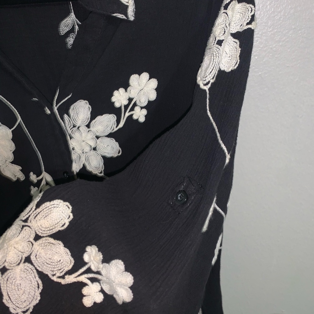 LAUREN MICHELLE GAUZE EMBROIDERED BUTTON DOWN TOP Size 2X 100% Cotton - Picture 7 of 9